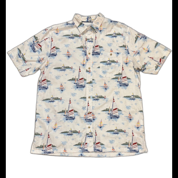 Croft + Barrow Mens Shirt XL TALL White Sailing Short Sleeve Cotton Button Up - Picture 1 of 5